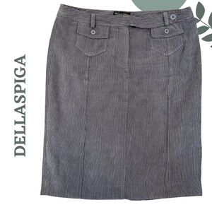 🛍️3/$40 DELLA SPIGA Italy | Grey Button-Back Corded Pinstripe Skirt | Size 10